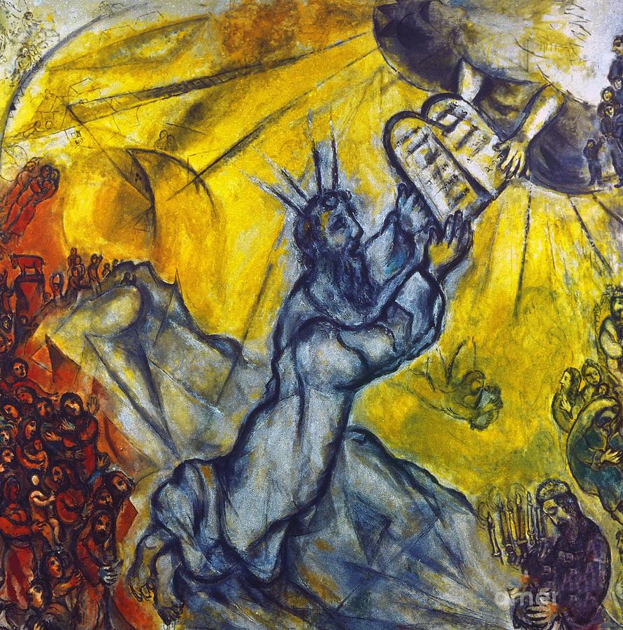 Moses erhält die Gesetzestafeln des Zeitgenossen Marc Chagall Ölgemälde